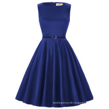 Grace Karin Plus size Sleeveless Cheap Short vintage Retro Royal Blue Cotton Dresses 50s summer Dress CL6086-54